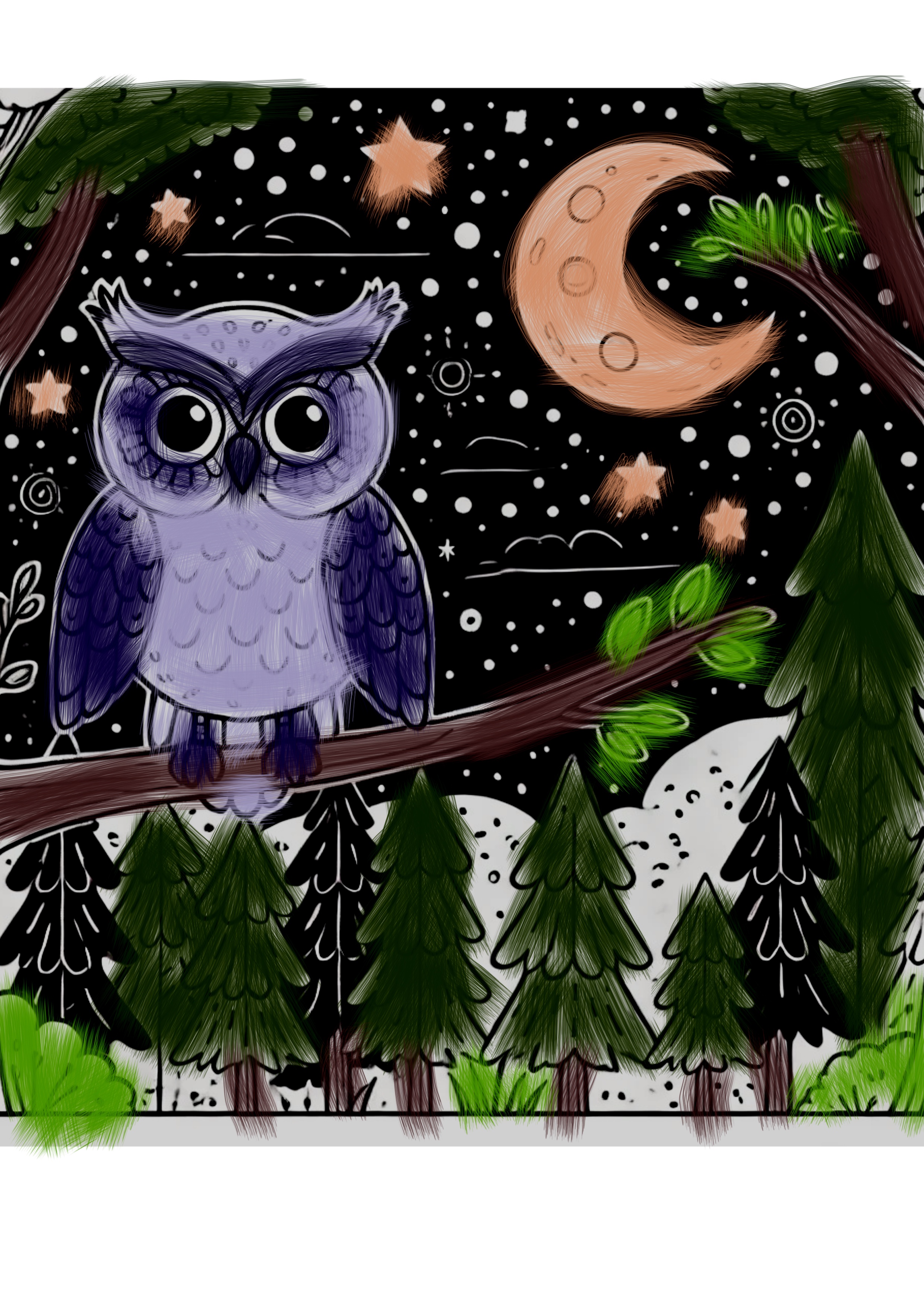 owl and trees