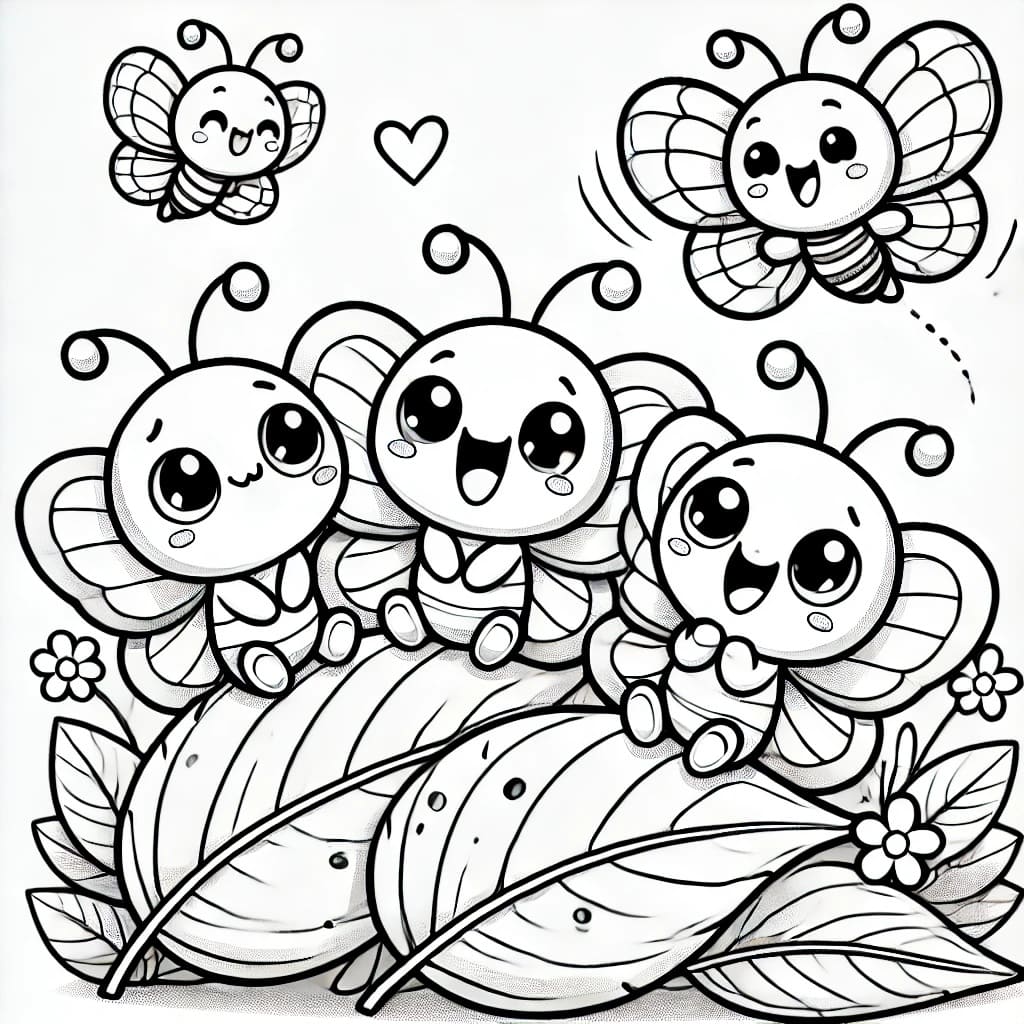 Colouring page: Flutterby Friends