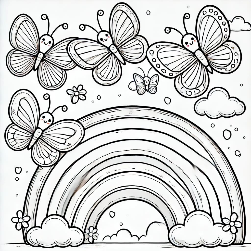 Colouring page: Flutterby Friends