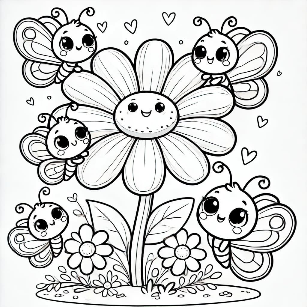 Colouring page: Flutterby Friends