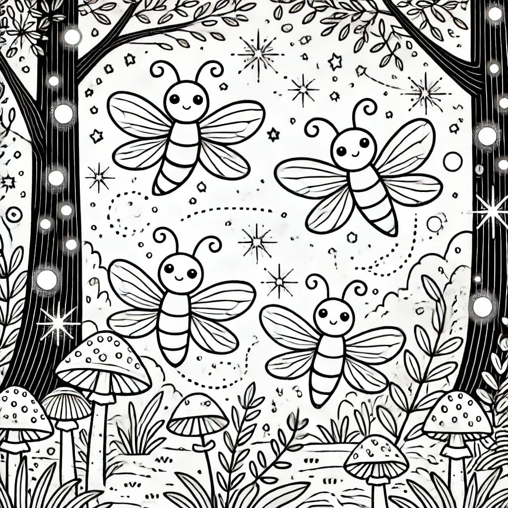 Colouring page: Flutterby Friends