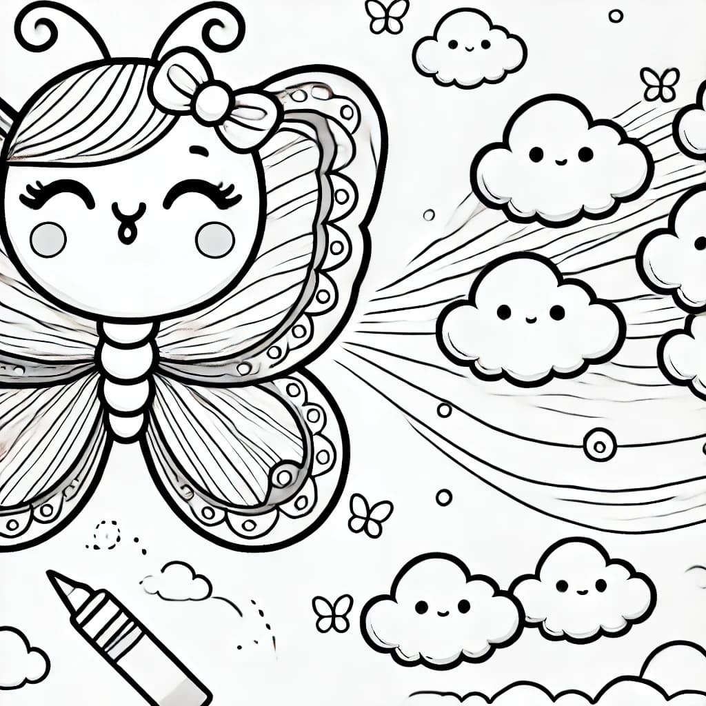 Colouring page: Flutterby Friends