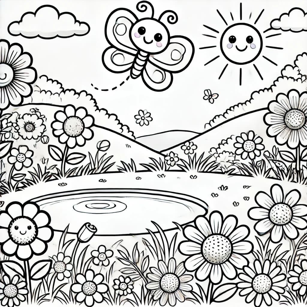 Colouring page: Flutterby Friends