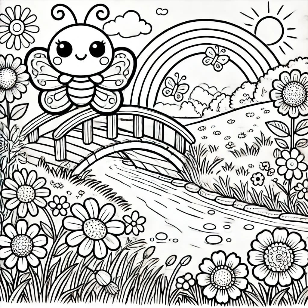 Colouring page: Flutterby Friends