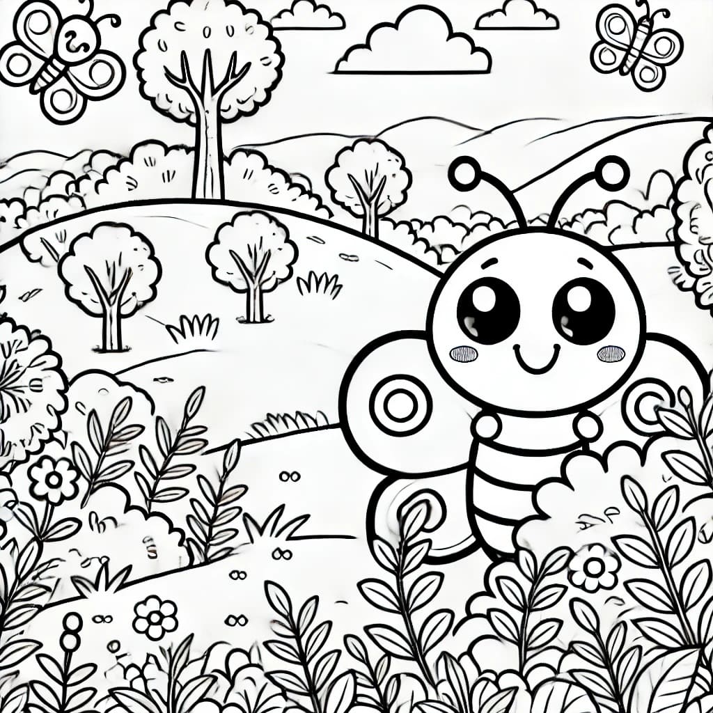 Colouring page: Flutterby Friends