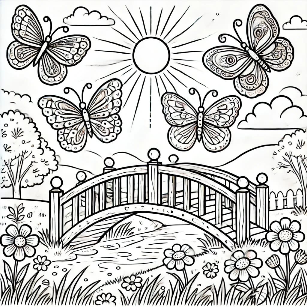 Colouring page: Flutterby Friends