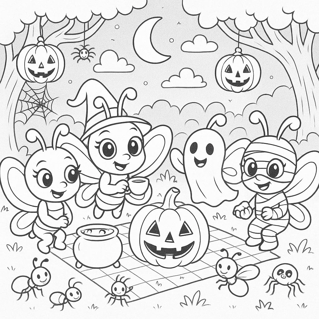 Colouring page: Flutterby Friends