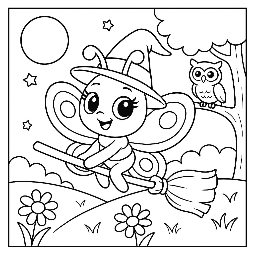 Colouring page: Flutterby Friends