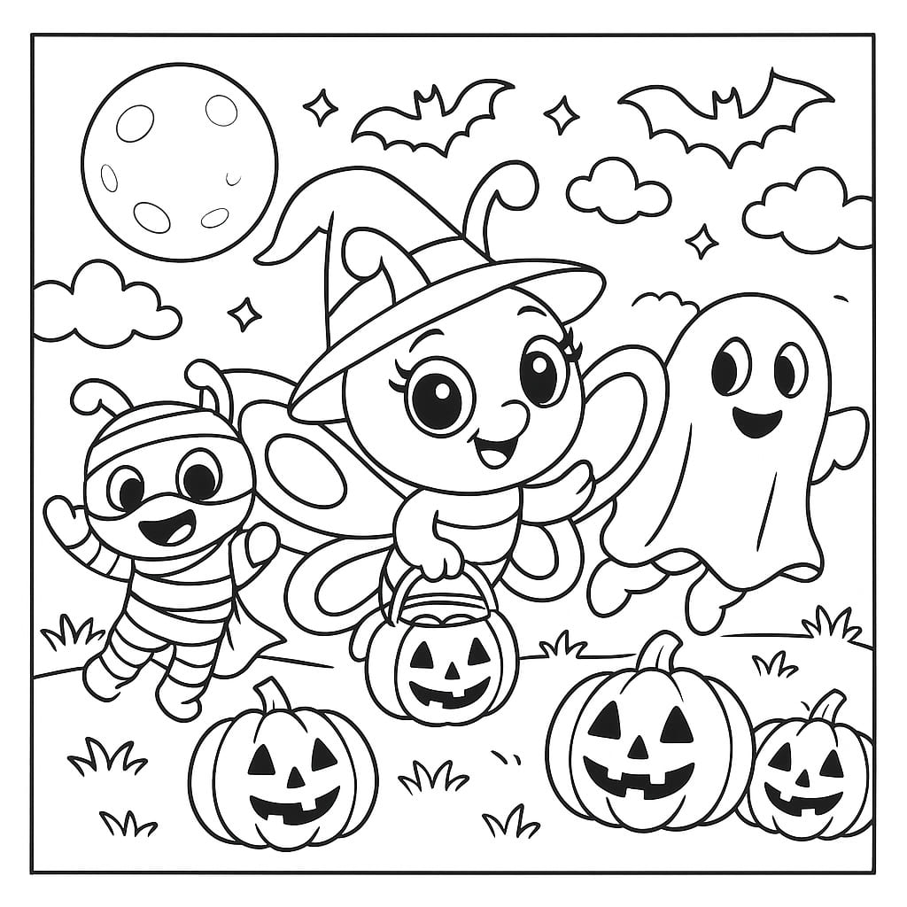 Colouring page: Flutterby Friends